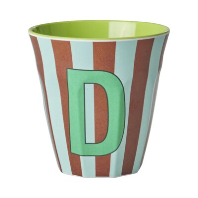 Melamine Letter beker D - Stripes - Medium - 250 m Bluish