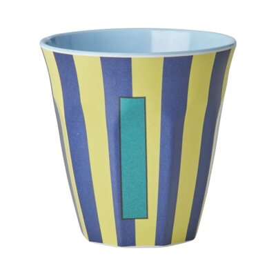 Melamine Letter beker I - Stripes - Medium - 250 m Bluish
