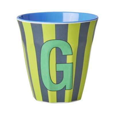 Melamine Letter beker G - Stripes - Medium - 250 m Bluish