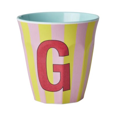 Melamine Letter beker G - Stripes - Medium - 250 m Pinkish