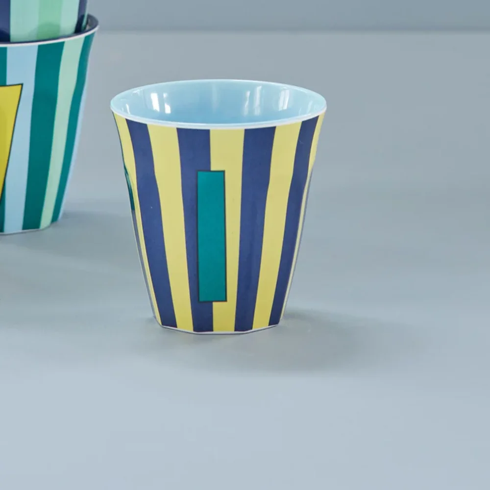 Melamine Letter beker I - Stripes - Medium - 250 m Bluish