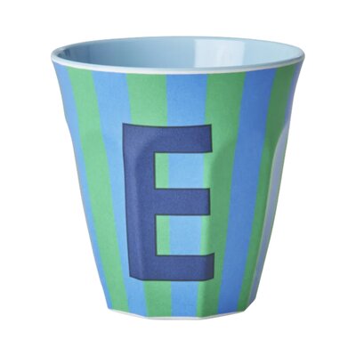 Melamine Letter beker E - Stripes - Medium - 250 m Bluish