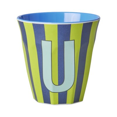 Melamine Letter beker U - Stripes - Medium - 250 m Bluish