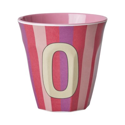 Melamine Letter beker O - Stripes - Medium - 250 m Pinkish