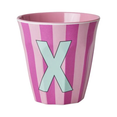 Melamine Letter beker X - Stripes - Medium - 250 m Pinkish