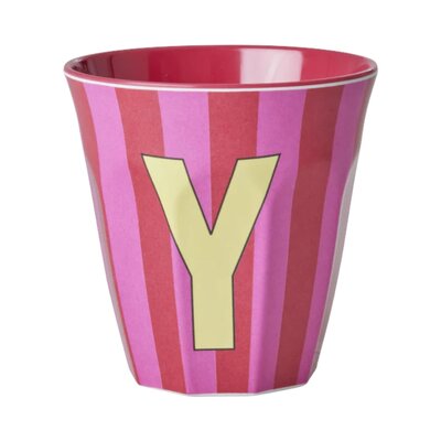 Melamine Letter beker Y - Stripes - Medium - 250 m Pinkish