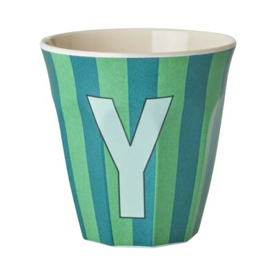 Melamine Letter beker Y - Stripes - Medium - 250 m Bluish