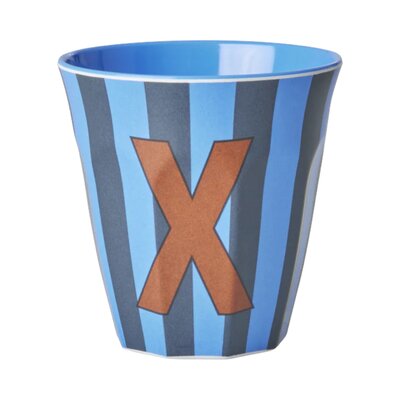 Melamine Letter beker X - Stripes - Medium - 250 m Bluish