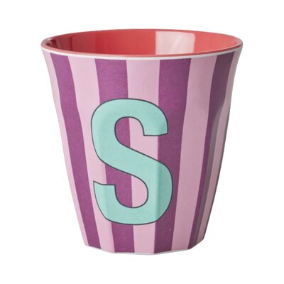Melamine Letter beker S - Stripes - Medium - 250 m Pinkish
