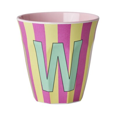 Melamine Letter beker W - Stripes - Medium - 250 m Pinkish
