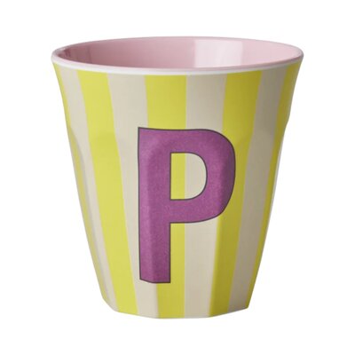 Melamine Letter beker P - Stripes - Medium - 250 m Pinkish