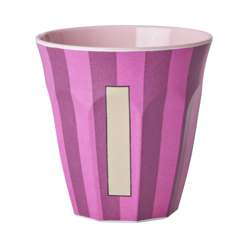 Melamine Letter beker I - Stripes - Medium - 250 m Pinkish