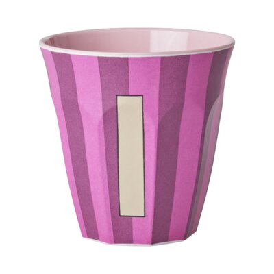 Melamine Letter beker I - Stripes - Medium - 250 m Pinkish
