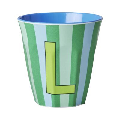 Melamine Letter beker L - Stripes - Medium - 250 m Bluish