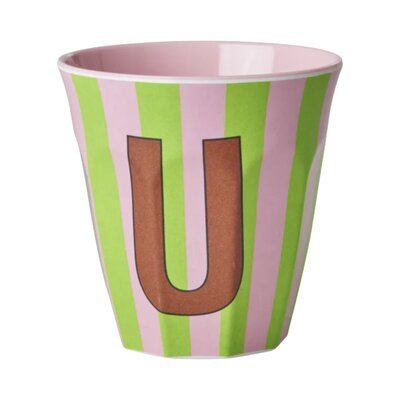 Melamine Letter beker U - Stripes - Medium - 250 m Pinkish