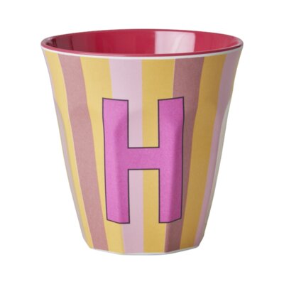 Melamine Letter beker H - Stripes - Medium - 250 m Pinkish