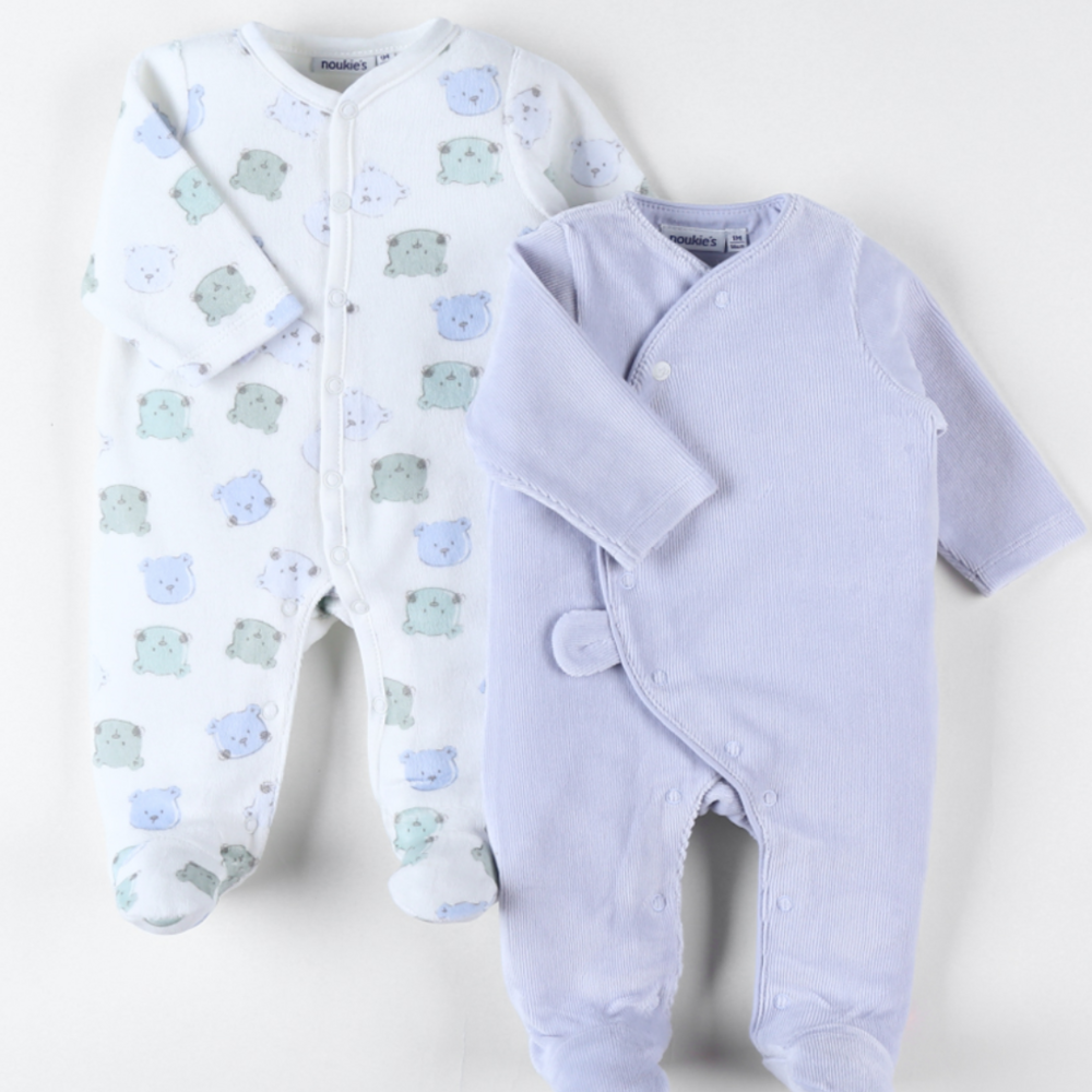 set van 2 pyjama's blauw met beertjes Blauw