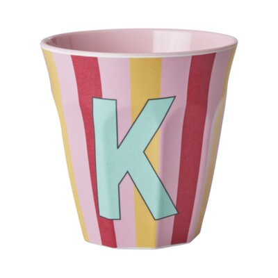 Melamine Letter beker K - Stripes - Medium - 250 m Pinkish
