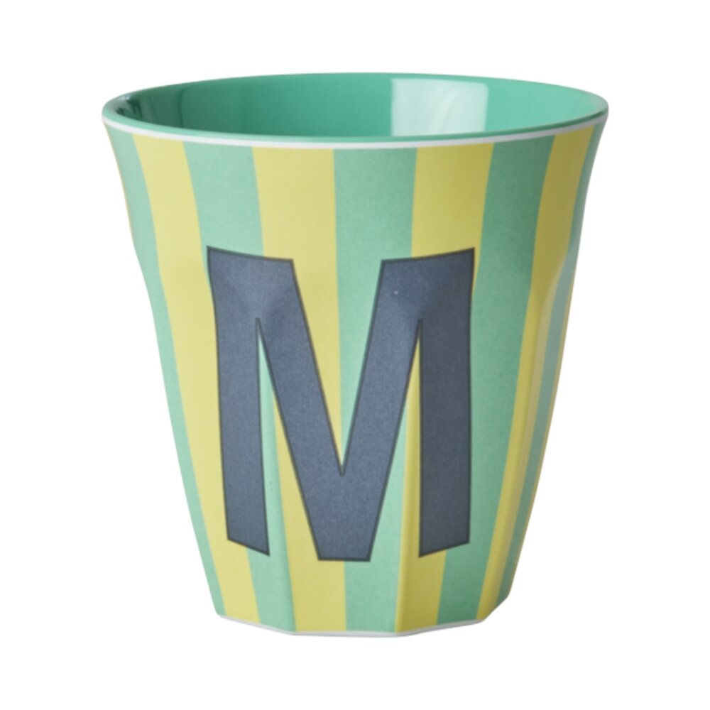 Melamine Letter beker M - Stripes - Medium - 250 m Bluish
