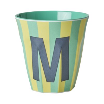 Melamine Letter beker M - Stripes - Medium - 250 m Bluish