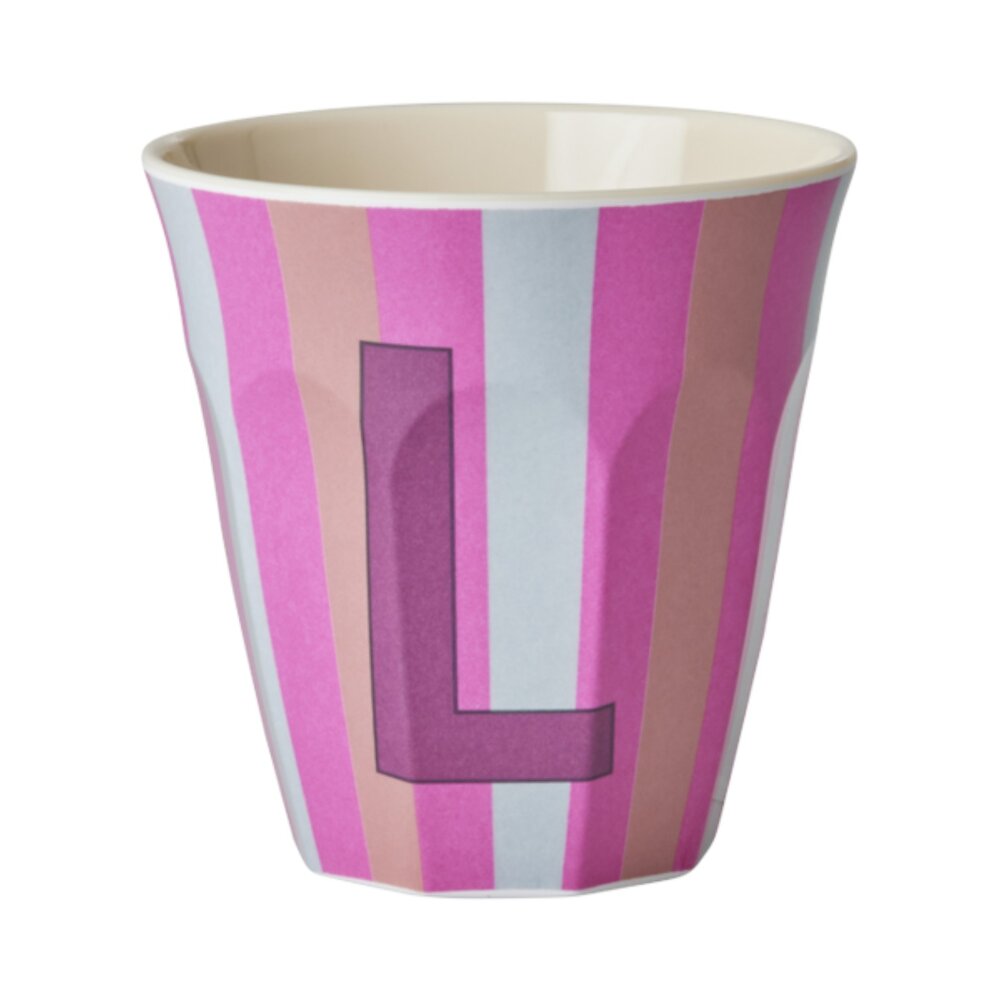 Melamine Letter beker L - Stripes - Medium - 250 m Pinkish