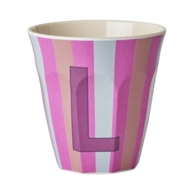 Melamine Letter beker L - Stripes - Medium - 250 m Pinkish