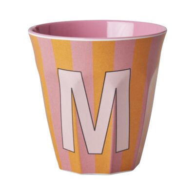 Melamine Letter beker M - Stripes - Medium - 250 m Pinkish
