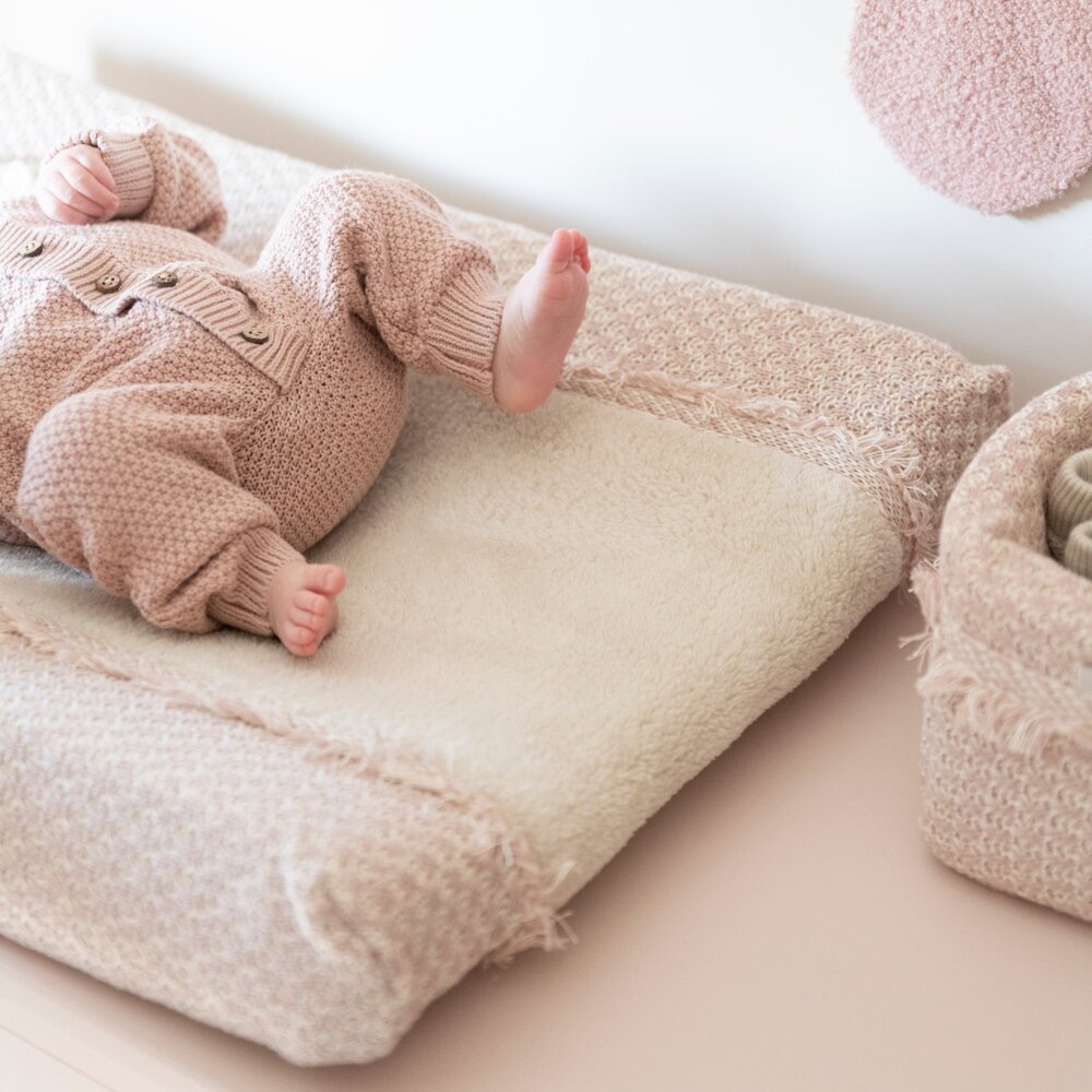 Aankleedkussenhoes Happiness - 45x70 roze/ecru Aankleedkussenhoes Happiness - 45x70 roze/ecru