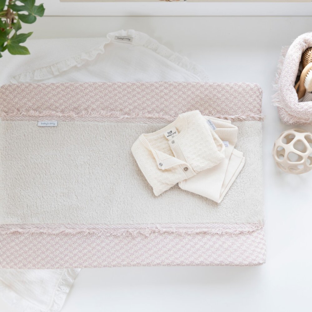 Aankleedkussenhoes Happiness - 45x70 roze/ecru Aankleedkussenhoes Happiness - 45x70 roze/ecru