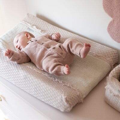 Aankleedkussenhoes Happiness - 45x70 roze/ecru Aankleedkussenhoes Happiness - 45x70 roze/ecru