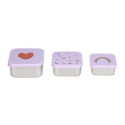 Snackdoosje - Hartje - Set van 3 Lavendel