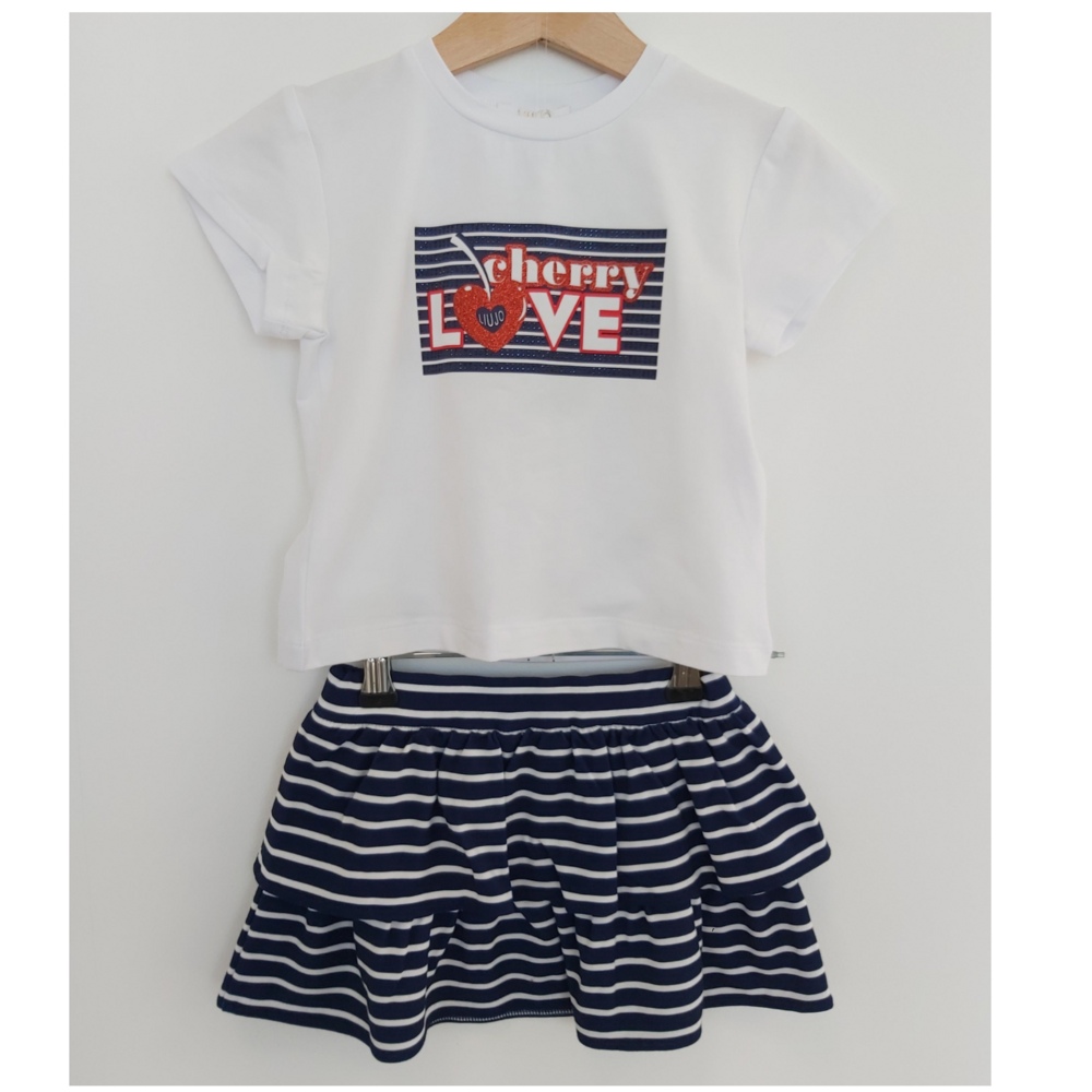 Set rokje met t-shirt cherry Wit