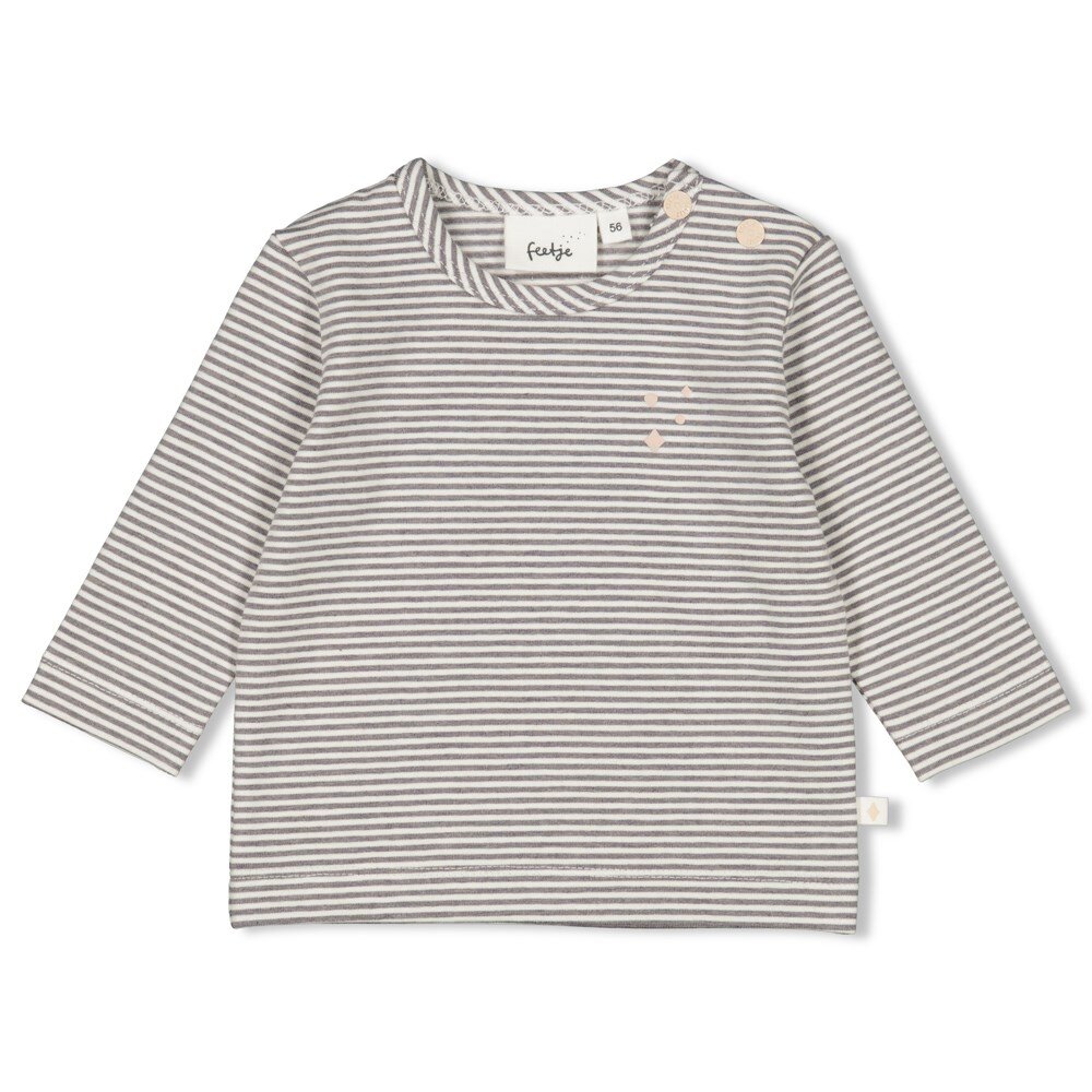 T-shirt sparkle gestreept Antraciet melange