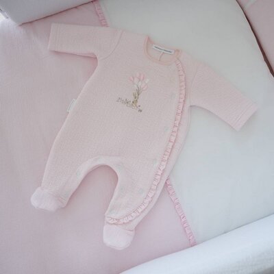 Kruippakje jersey gewafeld - Garden party Roze
