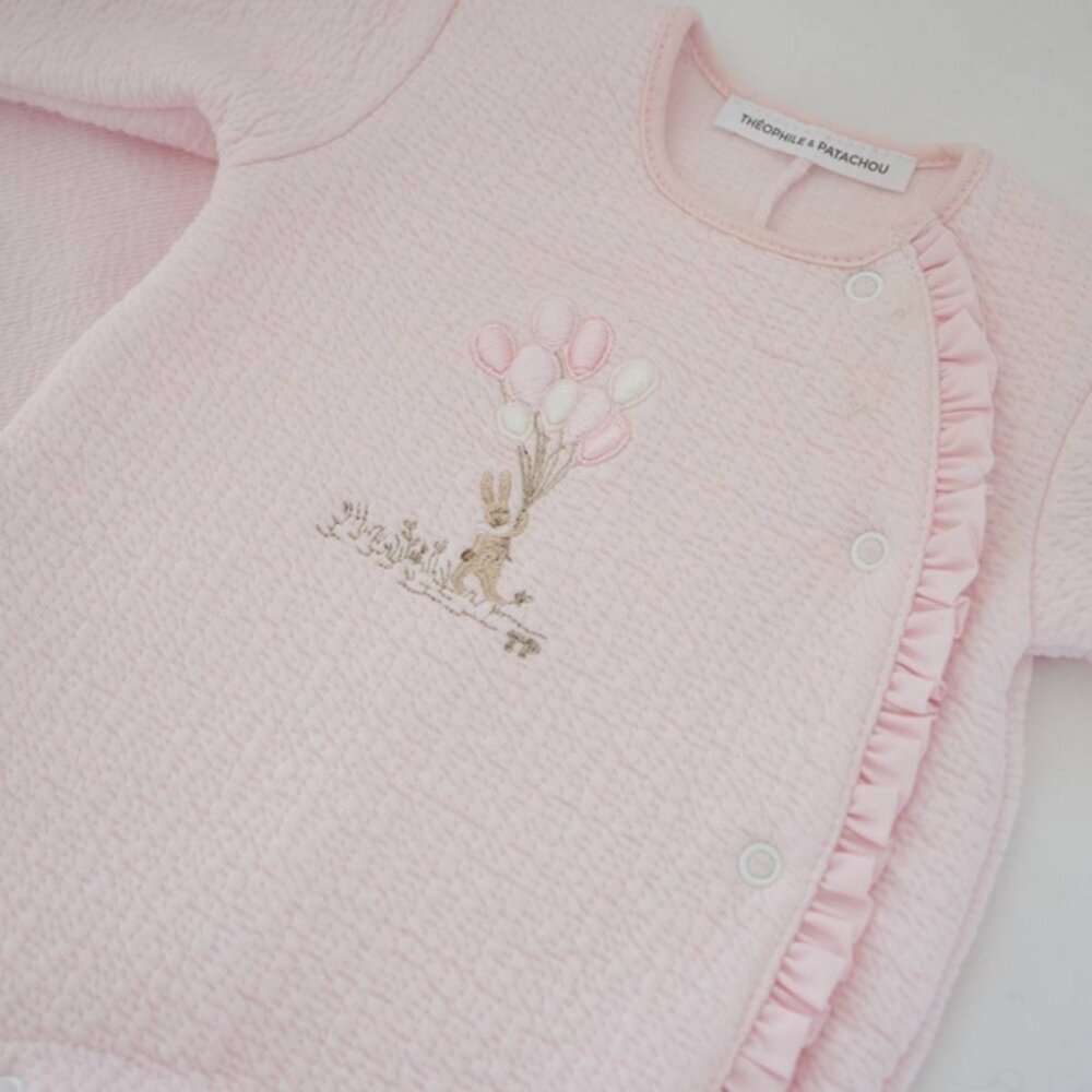 Kruippakje jersey gewafeld - Garden party Roze