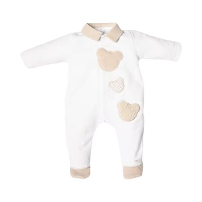 Babypakje met voetjes 3 teddy beertjes White/beige