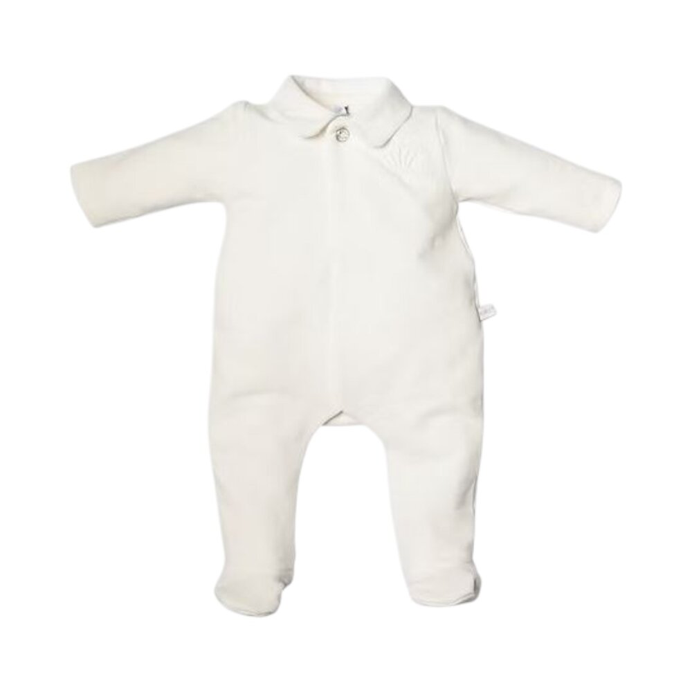Babypakje met voetjes teddy beer aan de achterkant Off white