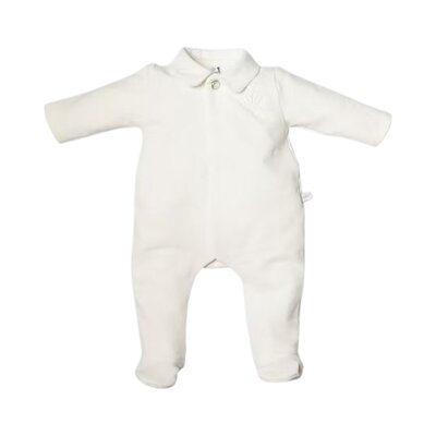 Babypakje met voetjes teddy beer aan de achterkant Off white