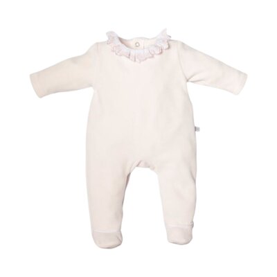 Babypakje met voetjes teddy beer aan de achterkant Blush pink