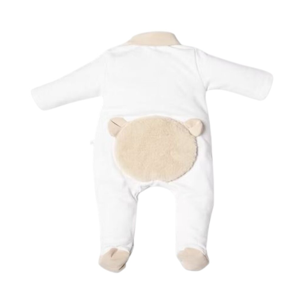 Babypakje met voetjes teddy beer aan de achterkant White/beige