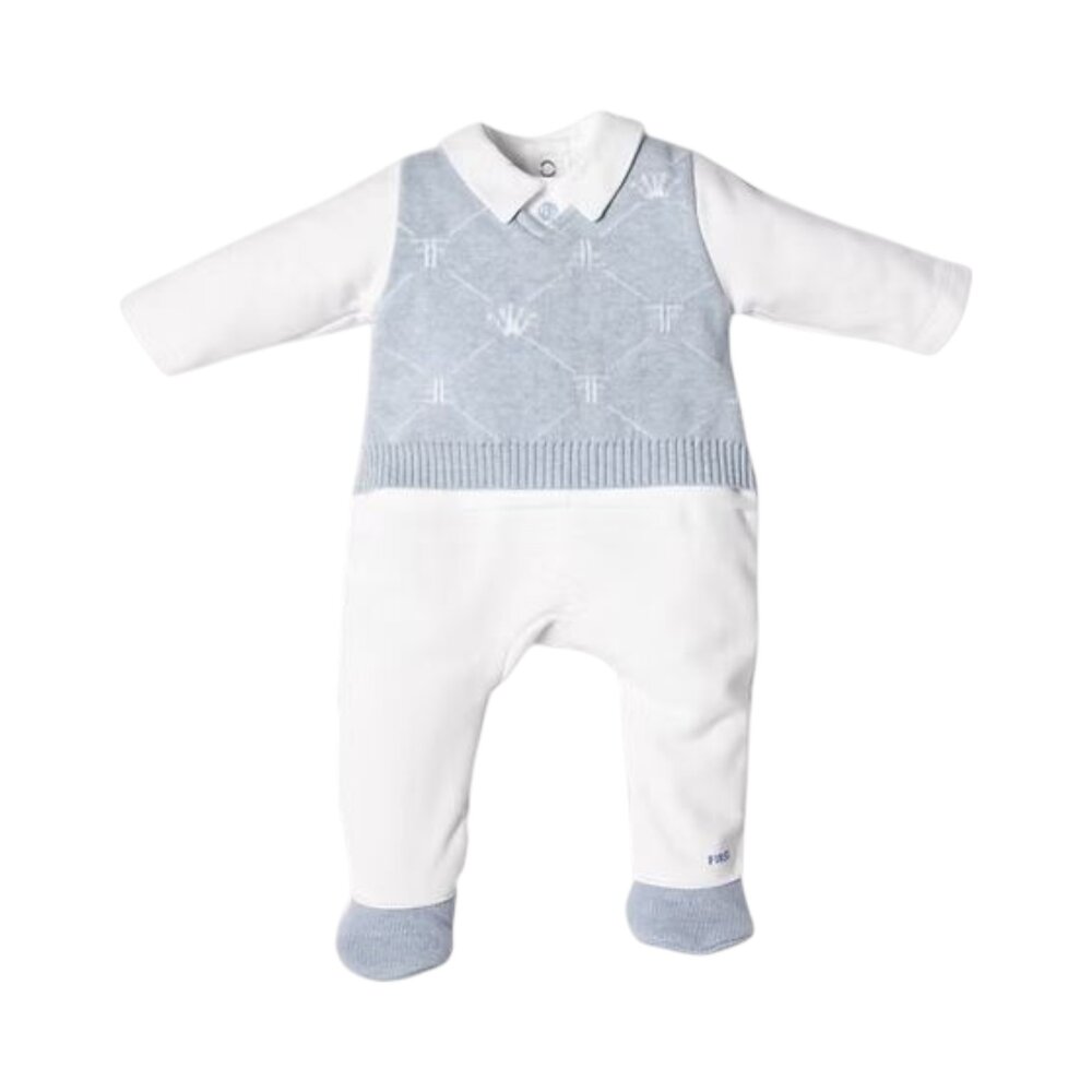 Babypakje Signature shirt White/azzuro