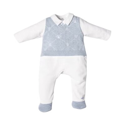 Babypakje Signature shirt White/azzuro