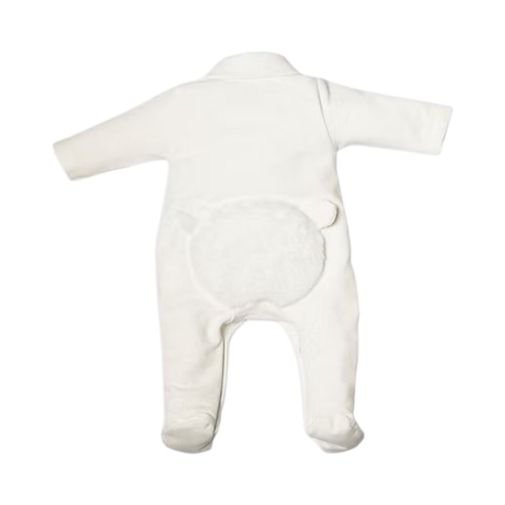 Babypakje met voetjes teddy beer aan de achterkant Off white