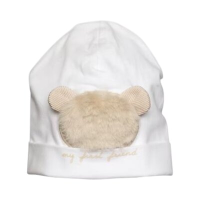 Babymutsje met teddy beer White/beige