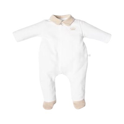 Babypakje met voetjes teddy beer aan de achterkant White/beige