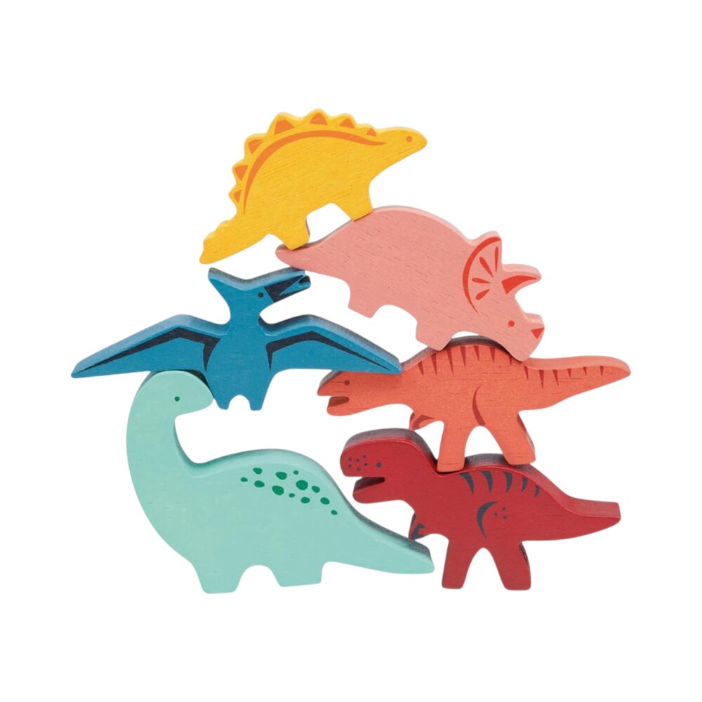 Mentari Bambino: Stapelaar dino's 20x20x8cm, 6-delig