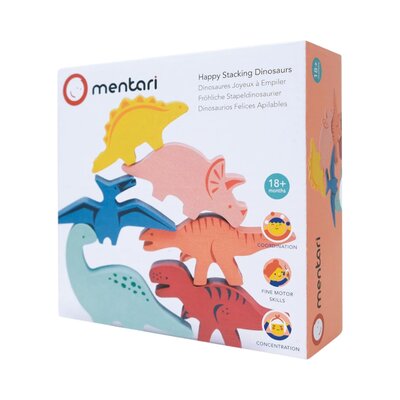 Mentari Bambino: Stapelaar dino's 20x20x8cm, 6-delig