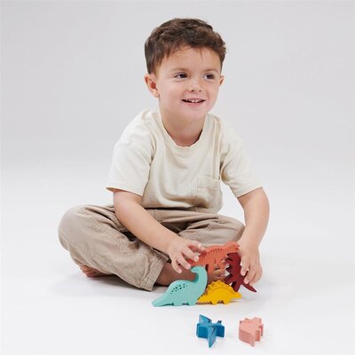 Mentari Bambino: Stapelaar dino's 20x20x8cm, 6-delig