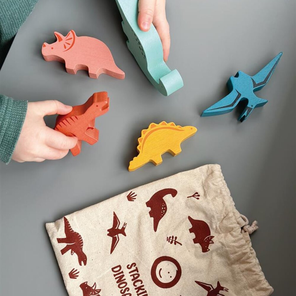 Mentari Bambino: Stapelaar dino's 20x20x8cm, 6-delig