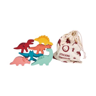 Mentari Bambino: Stapelaar dino's 20x20x8cm, 6-delig